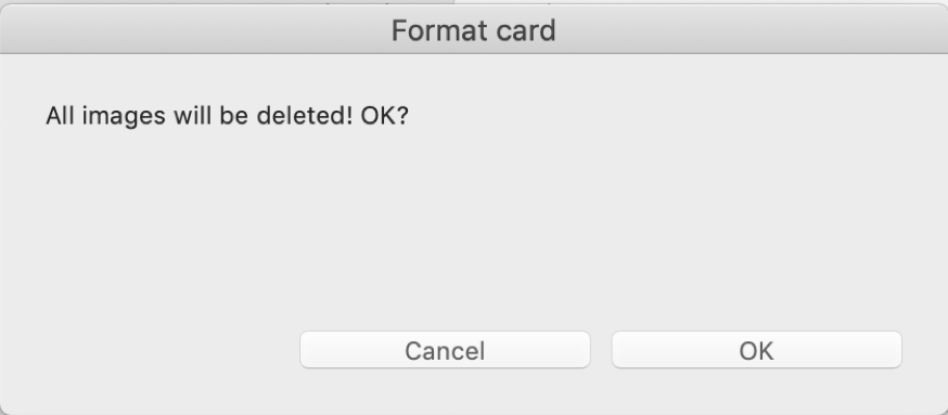Format card warning box